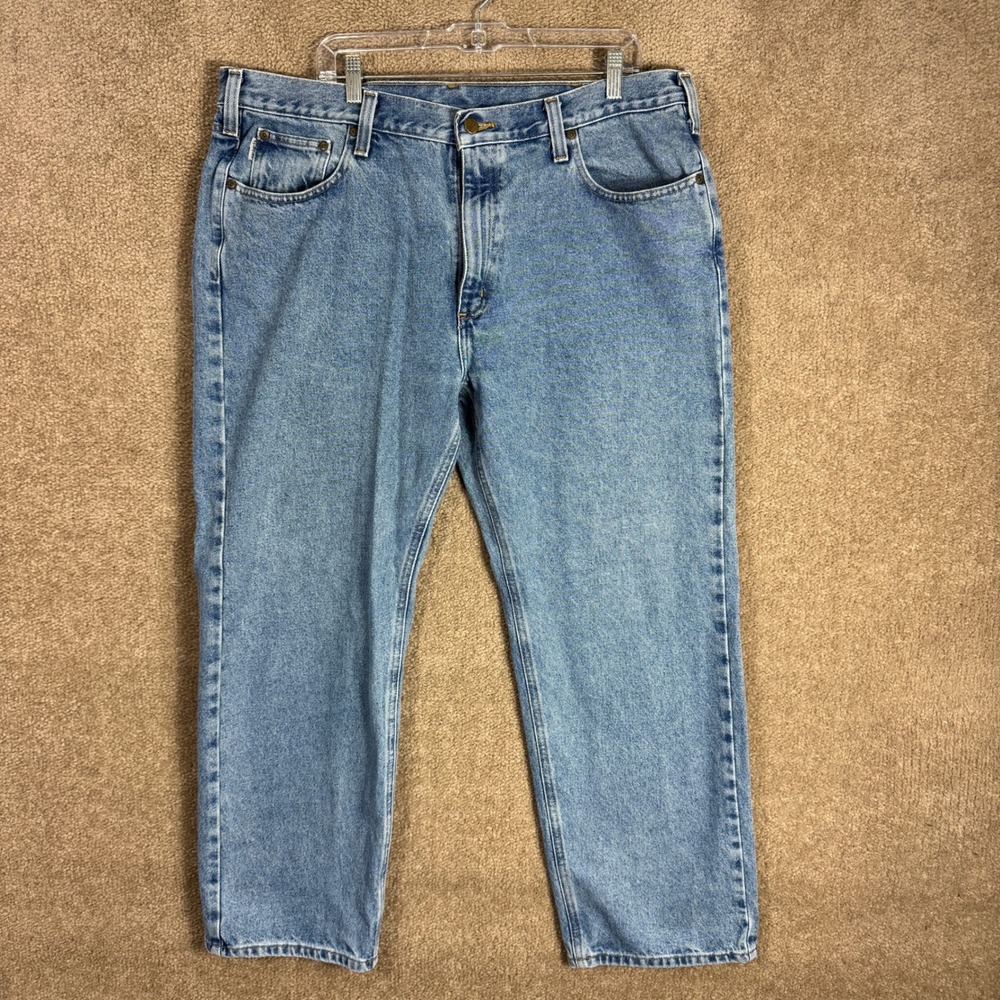 Carhartt Blue Denim Jeans Mens 42 X 30 Traditional Fit Casual Workwear Pants